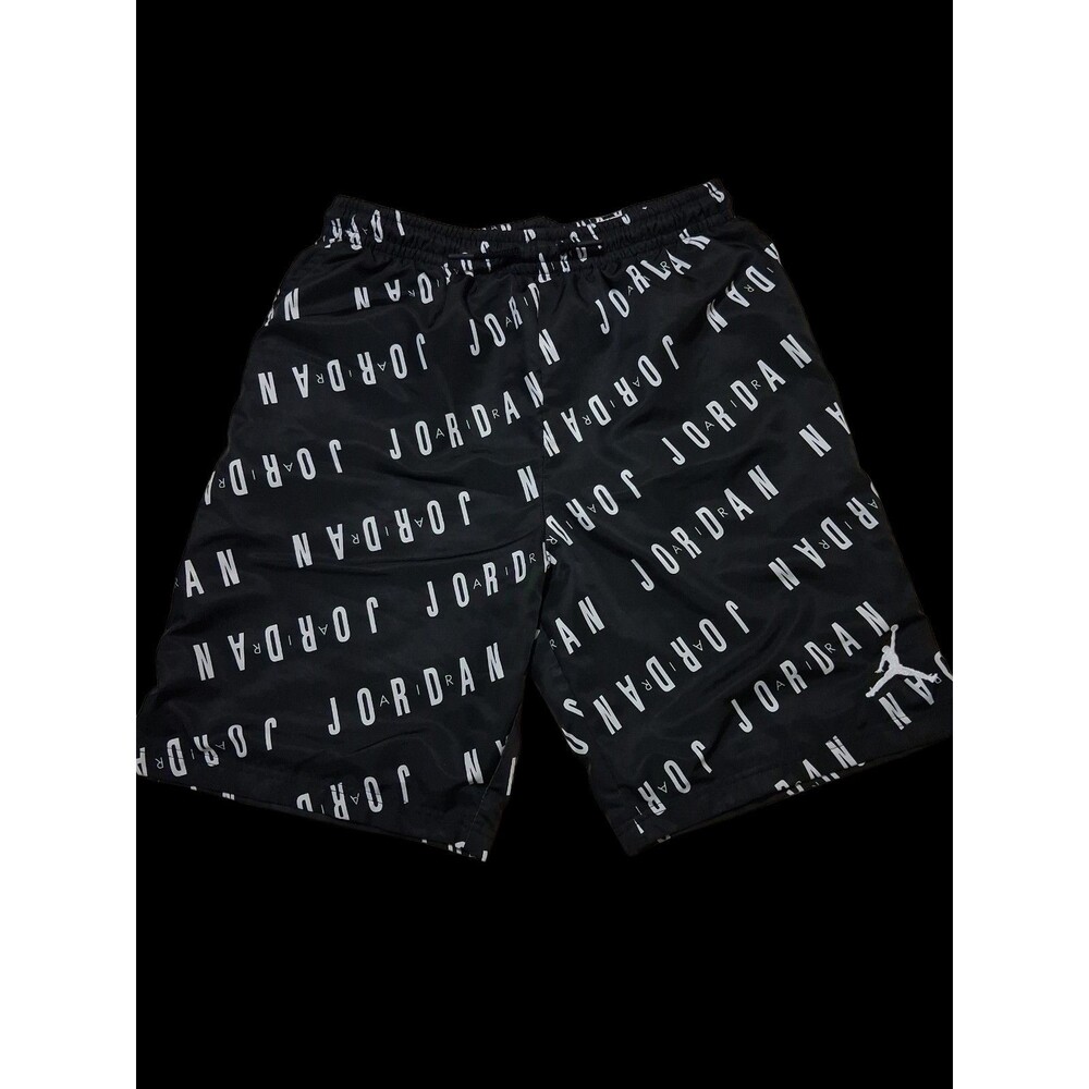Nike Air Jordan Boys XL Black All Over Print Swim Trunks Shorts 13-15 Years